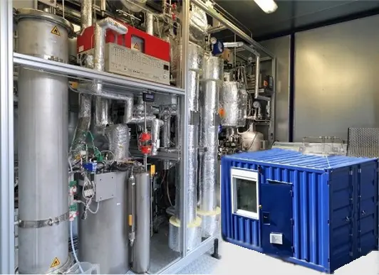 Containeranlage für die Umwandlung von Biogas in Kraftstoff